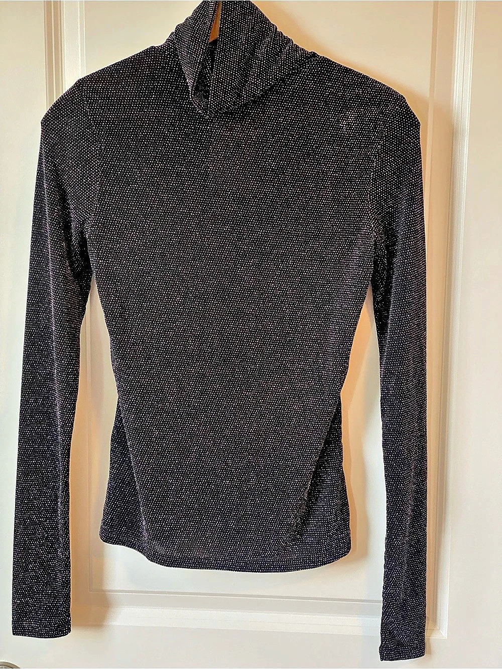 H&M Glittery Turtleneck Top Metallic Polka Dot Turtleneck Size Small Like New
